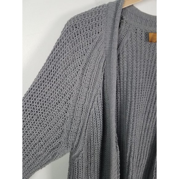 POL Women's Sz. M Grey Chenille Chunky Open Front Long Sleeve Cardigan - Picture 7 of 10